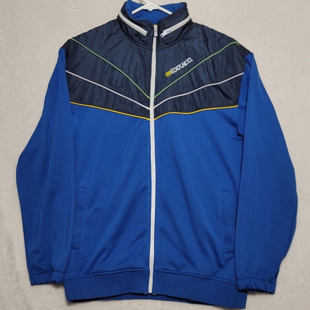 Ecko Unltd Mens Jacket Sz XL Hooded Blue Full Zip Coat 2 Side Pockets